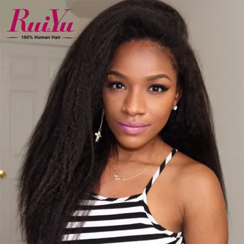 Brazilian Kinky Straight Glueless Full Lace Human Hair Wigs Lace Front Wigs Black Women Italian Yaki Full Lace Wigs Baby Hair