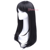 L-email wig 26 inch Long Black Cosplay Wigs Straight With Side Bang Anime Wigs Synthetic Hair For Sweet Girls