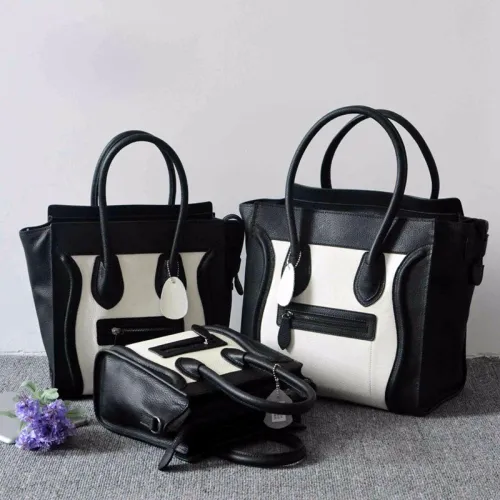 Hotsale Vintage Designer Leather Smiley Handbag Female Genuine Leather Bags Original Trapeze Bag Women Messenger Bags Handbags