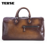 TERSE_Tobacco duffel bag mens womens handmade leather tote bag large capacity handbag custom logo/ colors bespoke luxury