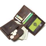 TAUREN 2017 New Men Wallet 100% Genuine Leather Crazy Horse Zippper Coin Pocket Top Grain Cow Leather Wallet Men