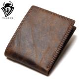 TAUREN 2017 New Men Wallet 100% Genuine Leather Crazy Horse Zippper Coin Pocket Top Grain Cow Leather Wallet Men