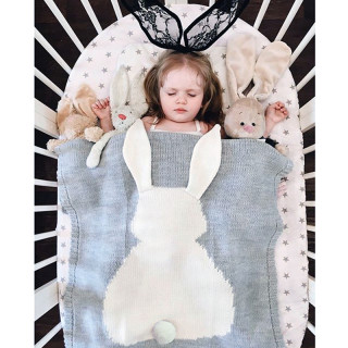 New Hot BabyToddler Bedding Knitted Baby Blanket Wrap Soft Blankets Newborn Big Rabbit Ear Swaddling Kids Gift Girls Blankets