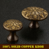 High Quality 100% Solid Copper European Classic Bronze Drawer Cabinet Cupboard Door Knob Furniture Handle Single Hole