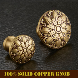 High Quality 100% Solid Copper European Classic Bronze Drawer Cabinet Cupboard Door Knob Furniture Handle Single Hole