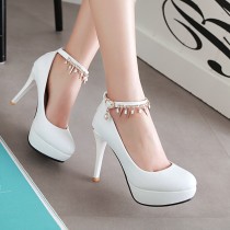 NEMAONE New 2017 Women's High Heels Pumps Sexy Bride Party Thick Heel Round Toe leather High Heel Shoes for office lady Women