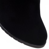 Side Zipper Knee-high Riding Boots Women High Thick Heel Winter Boots black color