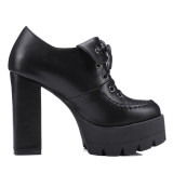 Free shipping 2016 new spring autumn casual high-heeled shoes sexy ruslana korshunova thick heels platform pumps Black and White