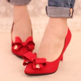 2016 spring and autumn new women's fashion solid color bow single shoes pointed fine with sexy high-heeled shoes free shipping