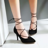 2017 sexy thin high heels pumps cross tied shallow pointed patent leather metal buckle women shoes