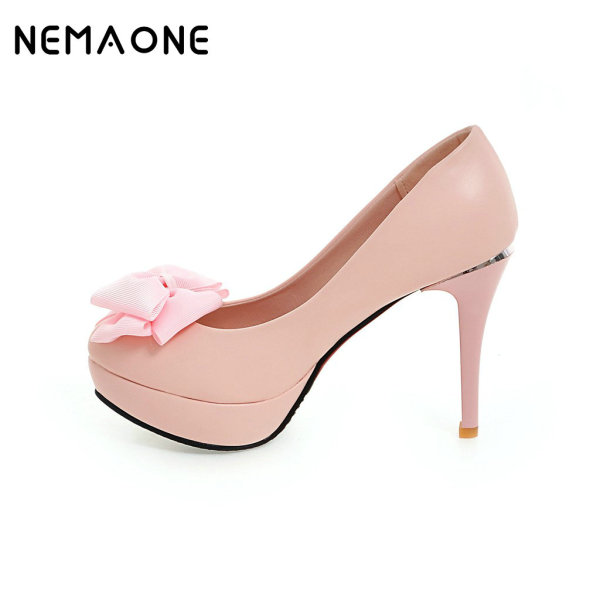 NEMAONE 2017 New fashion plus size black pointed toe party wedding thin heel women pumps platform extreme high heel lady shoes