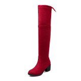 New Women Suede Sexy Fashion Over the Knee Boots Sexy Thin High Heel Boots Platform Woman Shoes Black red size 34-43