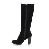 Side Zipper Knee-high Riding Boots Women High Thick Heel Winter Boots black color