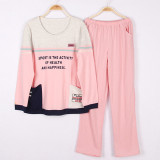 Spring Autumn Fashion Pyjama Femme O-neck Nightwear Female Pajama Sets For Women Men Knitted Cotton Pijamas Suit Couple Lounge