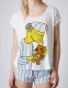 2017 women pajama sets with cute mr burns printed pyjamas sweet candy color stripped Simpson for ladies