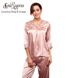 New Arrival Women Pajamas 2017 Pyjamas for Women Silk Satin Sleep Lounge Home Cloth Pijama Long Sleeve 2 Piece Pajama Set TZ028