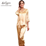 New Arrival Women Pajamas 2017 Pyjamas for Women Silk Satin Sleep Lounge Home Cloth Pijama Long Sleeve 2 Piece Pajama Set TZ028