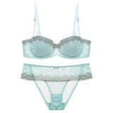 Varsbaby Half cup ultra - thin lace sexy bras ladies bra sets women underwear