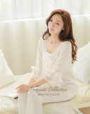 Free Shipping Princess Women's White Pajamas Pants Set Lace Decoration Sleepwear pijamas femininos verao