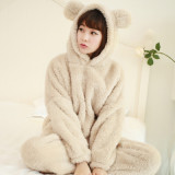 Uwback 2016 Winter Brand Flannel Pajamas Sets For Women Bear Sleepwear Set For Couple Coral Fleece Nightwear Female OB271