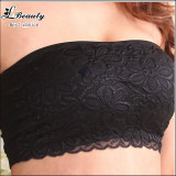 Factory Price Lace Tube Tops Women Summer Strapless Bandeau Top Sexy Padded Crop Top Black Beige Lace Bra Top -B5