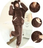 Uwback 2016 Winter Brand Flannel Pajamas Sets For Women Bear Sleepwear Set For Couple Coral Fleece Nightwear Female OB271