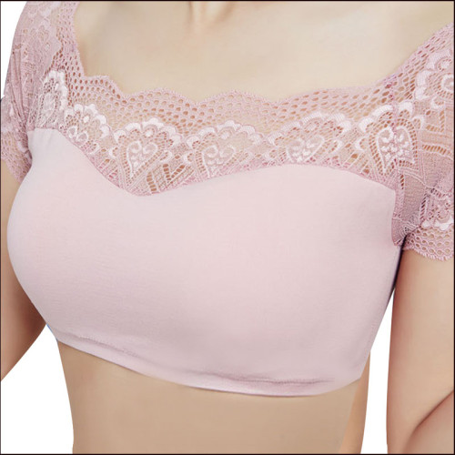 2016 Newest Hot Sale Women's Tanks Sexy Lace Bandeau Tank Top Padded Bra Tops Bra Prevent Exposed Vest Bustier Crop Top -C