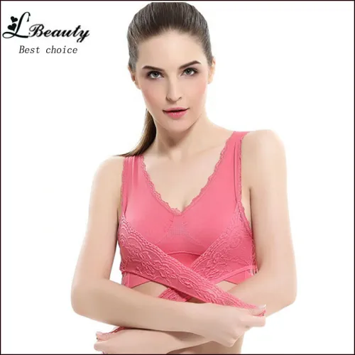 Top Sexy Women Lace Bra Gather Front Buckle Without Rims Brassiere Tank Outside Bra Top Underwear Women Crop Bra Top -B