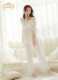 Free Shipping Princess Women's White Pajamas Pants Set Lace Decoration Sleepwear pijamas femininos verao