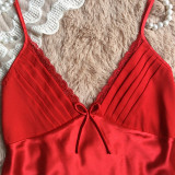 2016 summer style pajamas sets Women Female Sleep set Women's Deep V-neck Sexy Spaghetti Strap Shorts Sleepwear silk homewear
