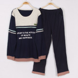 Spring Autumn Fashion Pyjama Femme O-neck Nightwear Female Pajama Sets For Women Men Knitted Cotton Pijamas Suit Couple Lounge