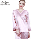 New Arrival Women Pajamas 2017 Pyjamas for Women Silk Satin Sleep Lounge Home Cloth Pijama Long Sleeve 2 Piece Pajama Set TZ028