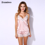 Satin Cami and Shorts Set Lace Nightgowns Comfy Pajamas Pretty Nighties Artificial Silk Sleepwear Sets