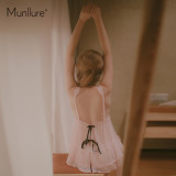 Pink black bow sexy hollowed nightdress Pyjamas