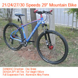 29 *19  Mountain Bike 27 Speeds Full Suspension Fork Mountain bicycle Aluminium Alloy Frame 29*1.95 Tire Bicicletas Mountainbike