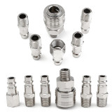 6pcs Euro Air Line Hose Compressor Fitting Connector Quick Release Set 1/4inch For Hardware Tools