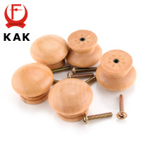 KAK 10pcs/Lot 3.6X2.6CM Big Size Natural Wooden Cabinet Drawer Wardrobe Door Knob Pull Handle Hardware Plain Circle Handle