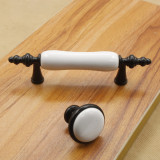 Fashion Simple Style Ceramic Door Knobs Kitchen Cabinet Drawer Wardrobe Furniture Hardware Pull Handle & Knob Black White