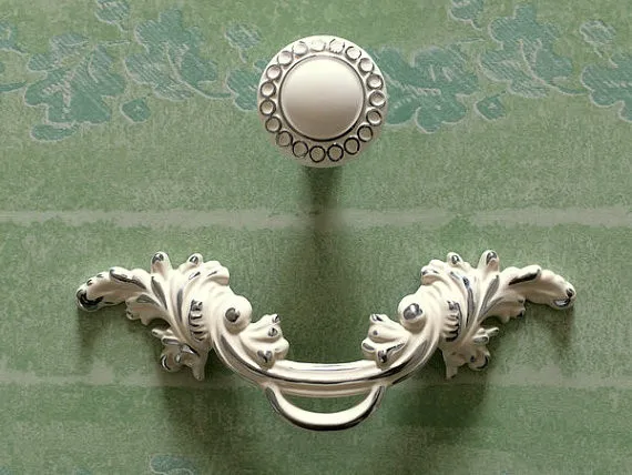 2.5  pull handles Shabby Chic Dresser / Drawer Knob White Silver Rustic Kitchen Cabinet Handle Door Handle furniture hardware