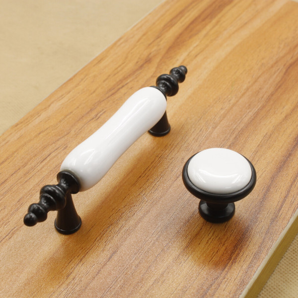 Fashion Simple Style Ceramic Door Knobs Kitchen Cabinet Drawer Wardrobe Furniture Hardware Pull Handle & Knob Black White