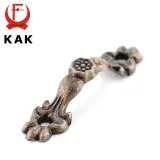 KAK 10pcs 43*10MM Box Handle Zinc Alloy Knobs Arch Tracery Bronze Tone For Drawer Wooden Jewelry Box Furniture Hardware