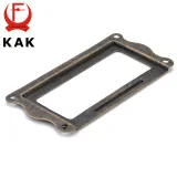 10pcs KAK Antique Brass Handle 64*32mm Label Pull Frame Name Card Holder Cabinet Drawer Box Case Knobs For Furniture Hardware