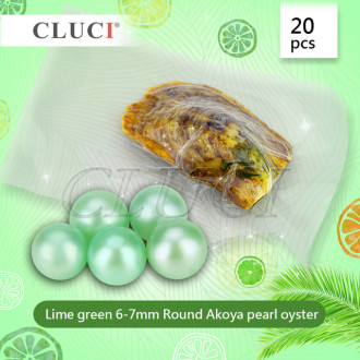 CLUCI Lime Green Pearl Oysters, 20pcs 6-7mm AAA saltwater pearls in oysters