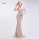 Finove White Straight Sequined Long Evening Dresses with Sleeve Scoop Neck with Tulle Floor Length Formal Plus Size Prom Dresses