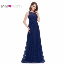 Navy Blue Prom Dresses Ever Pretty EP08824 2017 Elegant Formal A Line Floor Length Long Plus Size Lace Prom Dresses