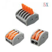 Excellway® ET25 2/3/5 Pins Spring Terminal Block 5Pcs Electric Cable Wire Connector - 2PIN