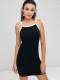Contrasting Knitted Bodycon Dress - Black
