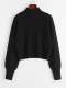 Dropped Shoulder Mock Neck Sweater - Black