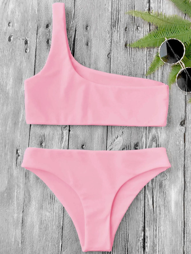 One Shoulder Bikini Set - Black