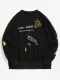 Letter Print Graphic Pullover Sweatshirt - Black
